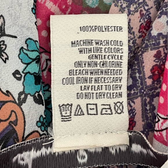 American Rag Semi Sheer Floral Peasant Purple Pink Boho Tunic Top Women Size S - Picture 7 of 7